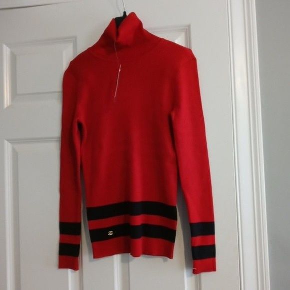 NWT Lauren Ralph Lauren Red and Black Turtleneck Sweater - Picture 4 of 11